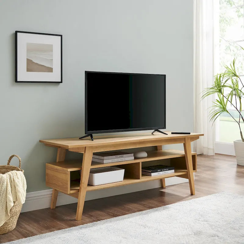 Meuble TV moderne minimaliste en bois massif de 47 pouces
