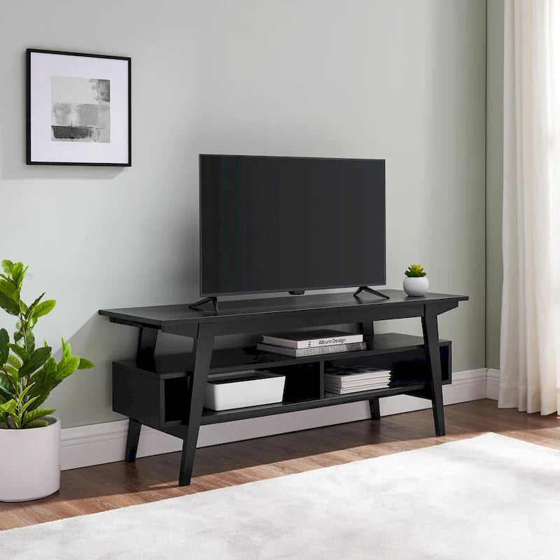 Meuble TV moderne minimaliste en bois massif de 47 pouces