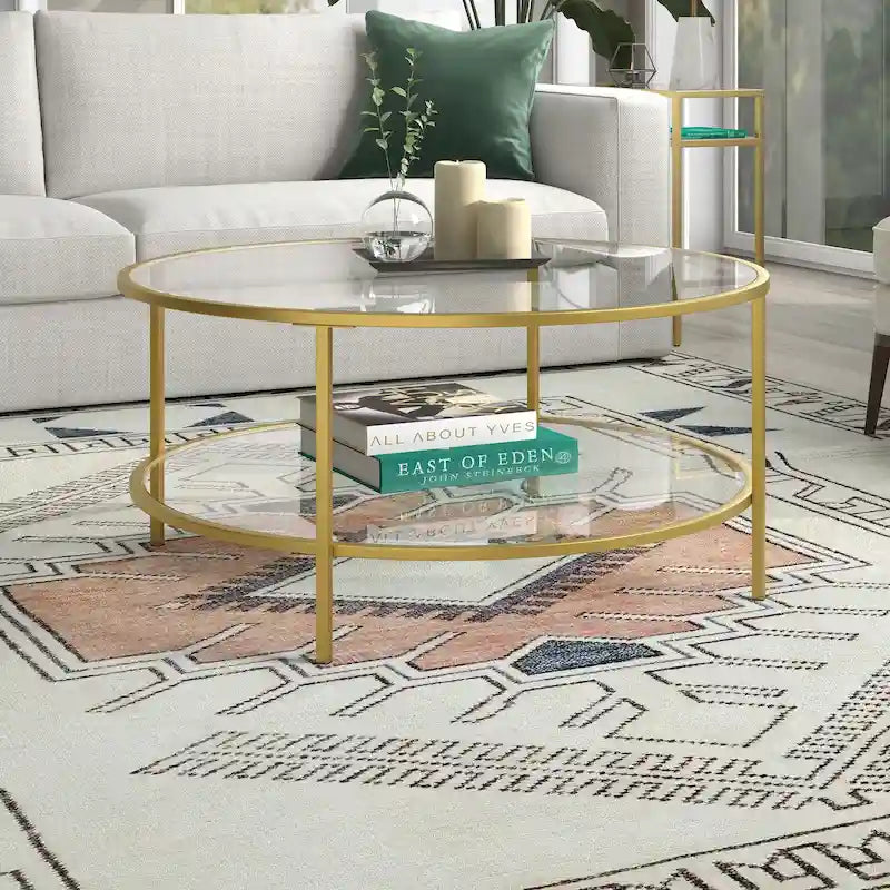 Table basse ronde de 91 cm de large (avec plateau en verre) — 91 cm de large