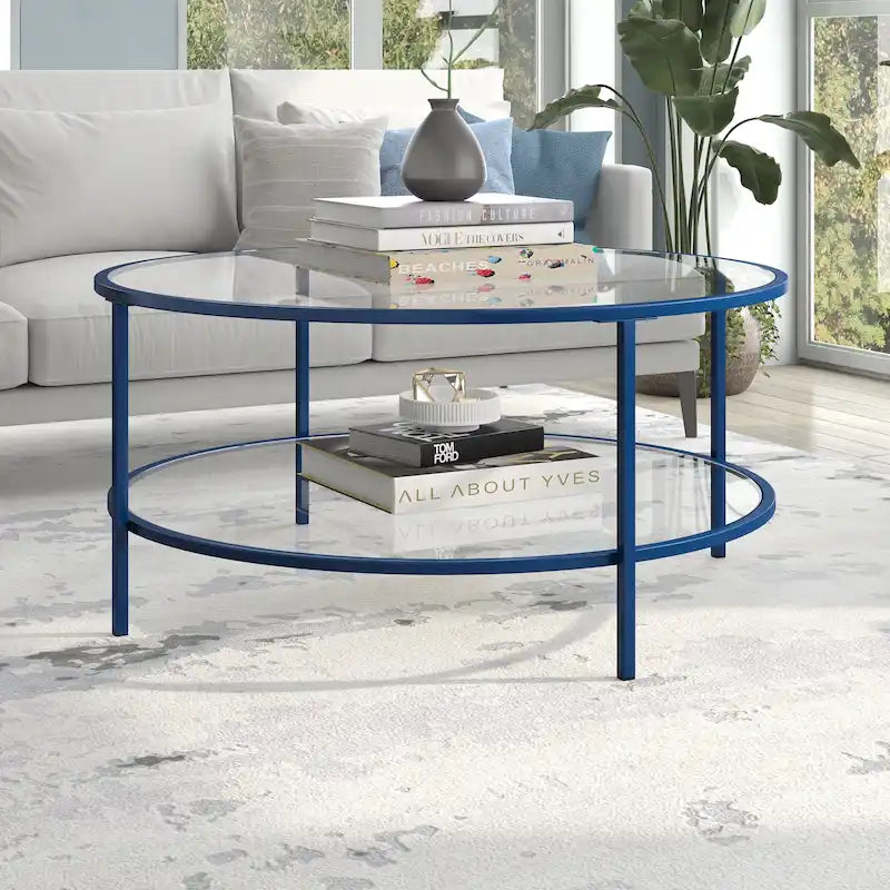 Table basse ronde de 91 cm de large (avec plateau en verre) — 91 cm de large