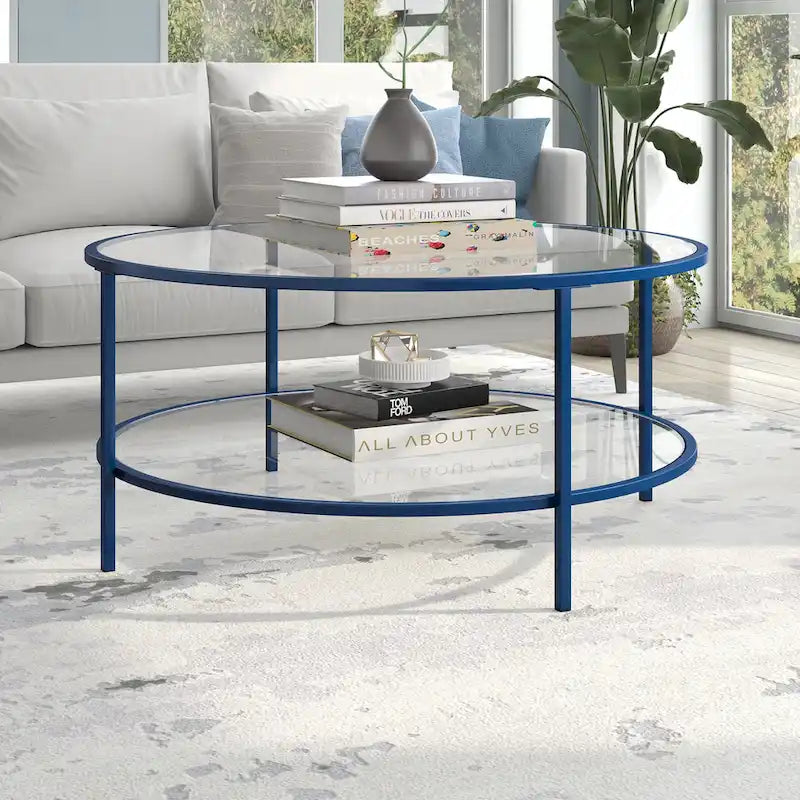 Table basse ronde de 91 cm de large (avec plateau en verre) — 91 cm de large