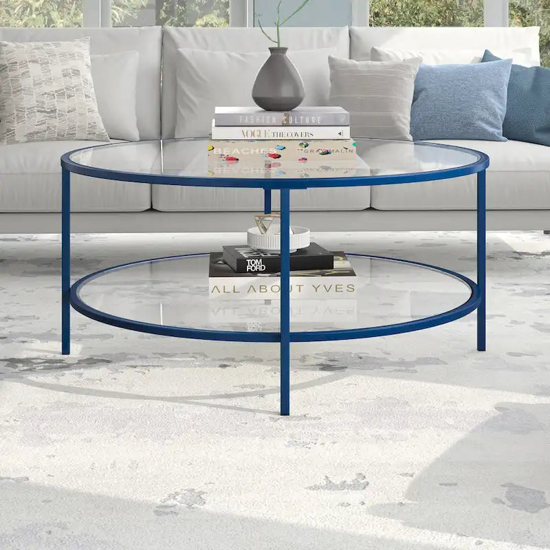 Table basse ronde de 91 cm de large (avec plateau en verre) — 91 cm de large