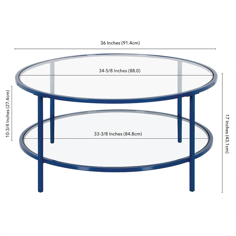Table basse ronde de 91 cm de large (avec plateau en verre) — 91 cm de large