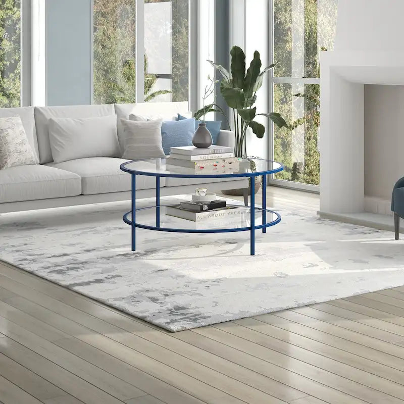 Table basse ronde de 91 cm de large (avec plateau en verre) — 91 cm de large