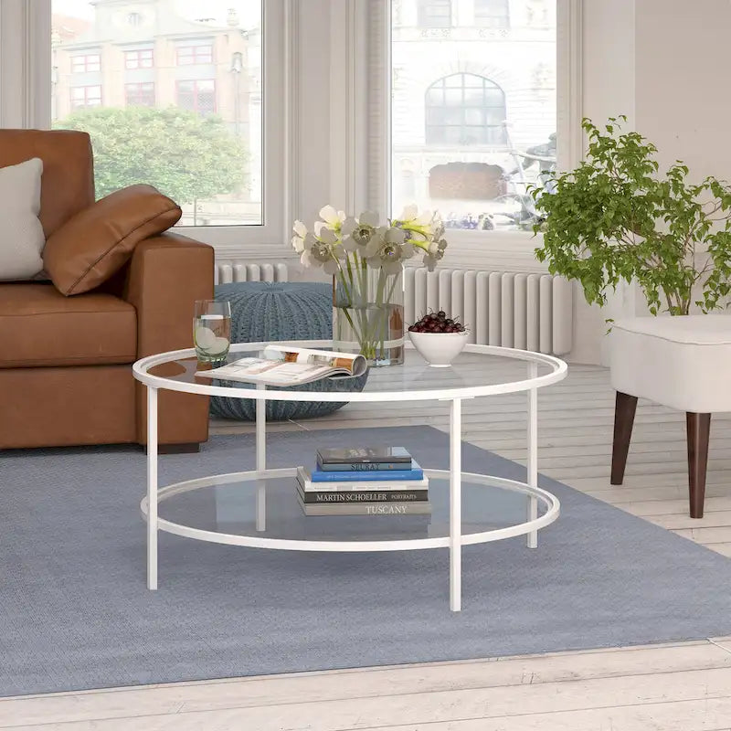 Table basse ronde de 91 cm de large (avec plateau en verre) — 91 cm de large