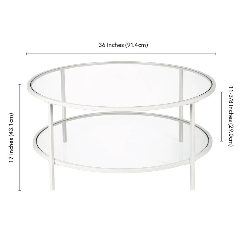 Table basse ronde de 91 cm de large (avec plateau en verre) — 91 cm de large