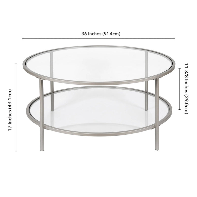 Table basse ronde de 91 cm de large (avec plateau en verre) — 91 cm de large