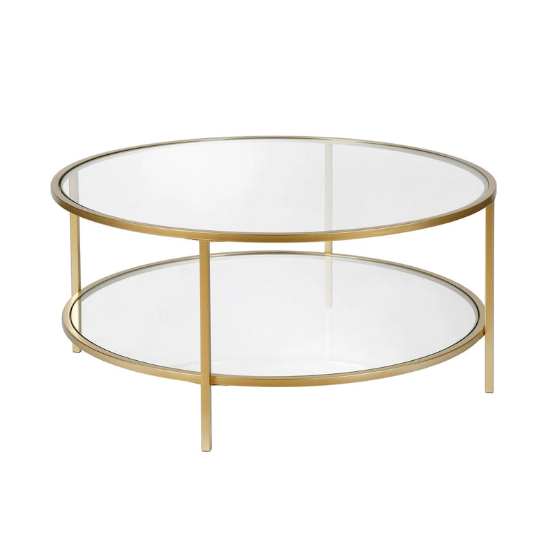 Table basse ronde de 91 cm de large (avec plateau en verre) — 91 cm de large