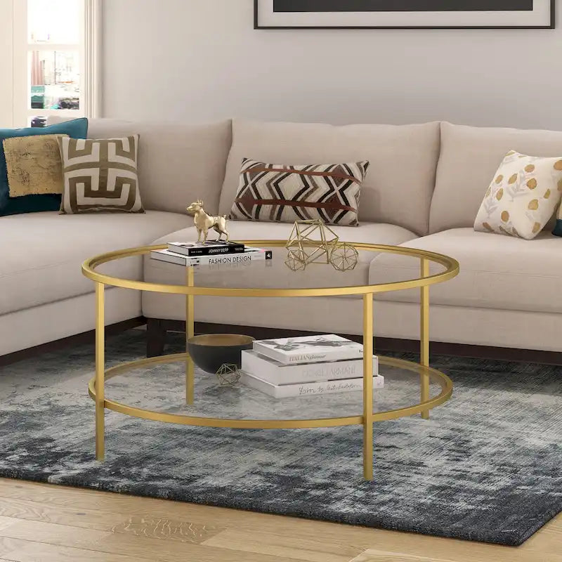 Table basse ronde de 91 cm de large (avec plateau en verre) — 91 cm de large