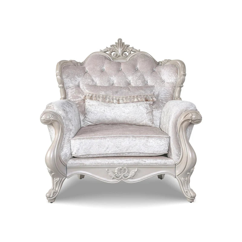 Fauteuil de style traditionnel — Dossier capitonné, Coussin décoratif inclus