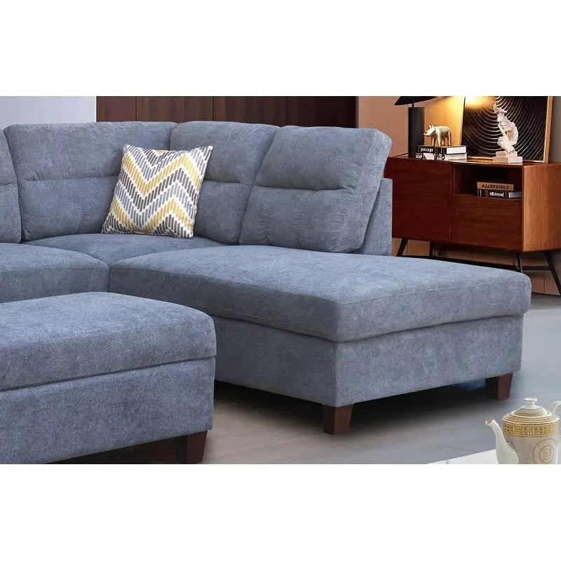 Canapé d'angle en tissu de 103,5 pouces (avec méridienne à droite, pouf de rangement et 2 coussins décoratifs)