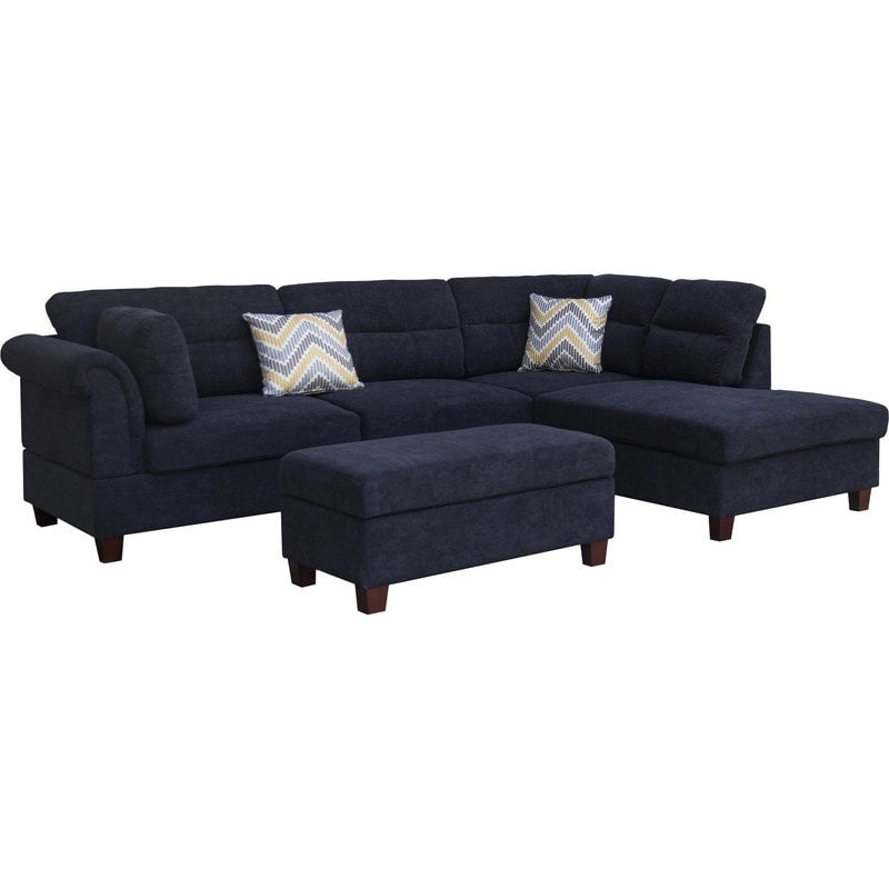 Canapé d'angle en tissu de 103,5 pouces (avec méridienne à droite, pouf de rangement et 2 coussins décoratifs)
