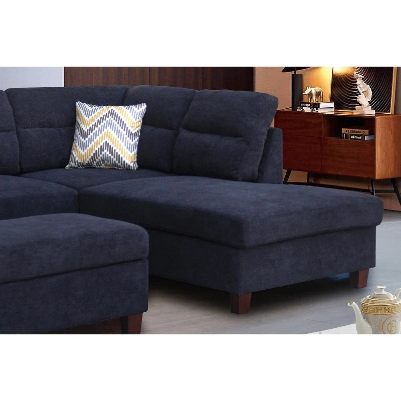 Canapé d'angle en tissu de 103,5 pouces (avec méridienne à droite, pouf de rangement et 2 coussins décoratifs)