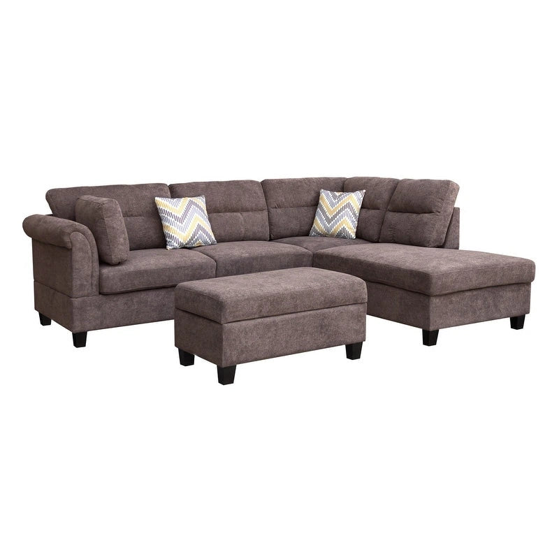 Canapé d'angle en tissu de 103,5 pouces (avec méridienne à droite, pouf de rangement et 2 coussins décoratifs)