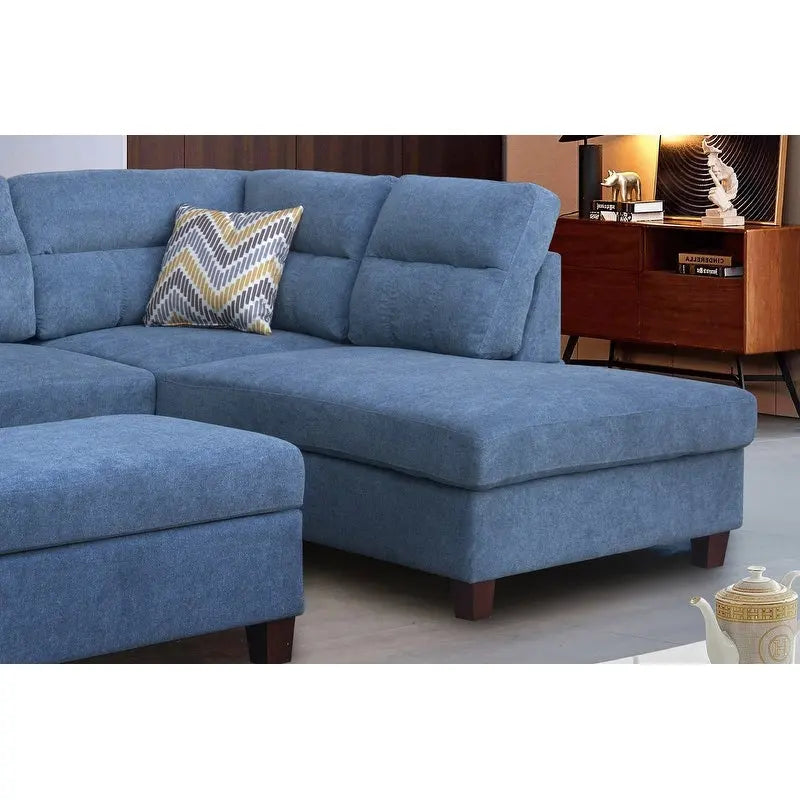 Canapé d'angle en tissu de 103,5 pouces (avec méridienne à droite, pouf de rangement et 2 coussins décoratifs)