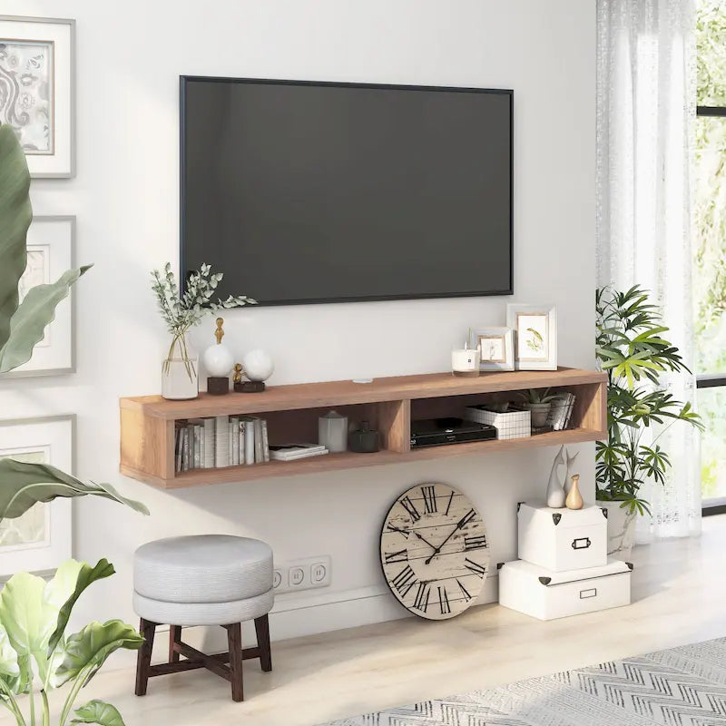 Meuble TV mural à deux niveaux de style moderne de 60 pouces