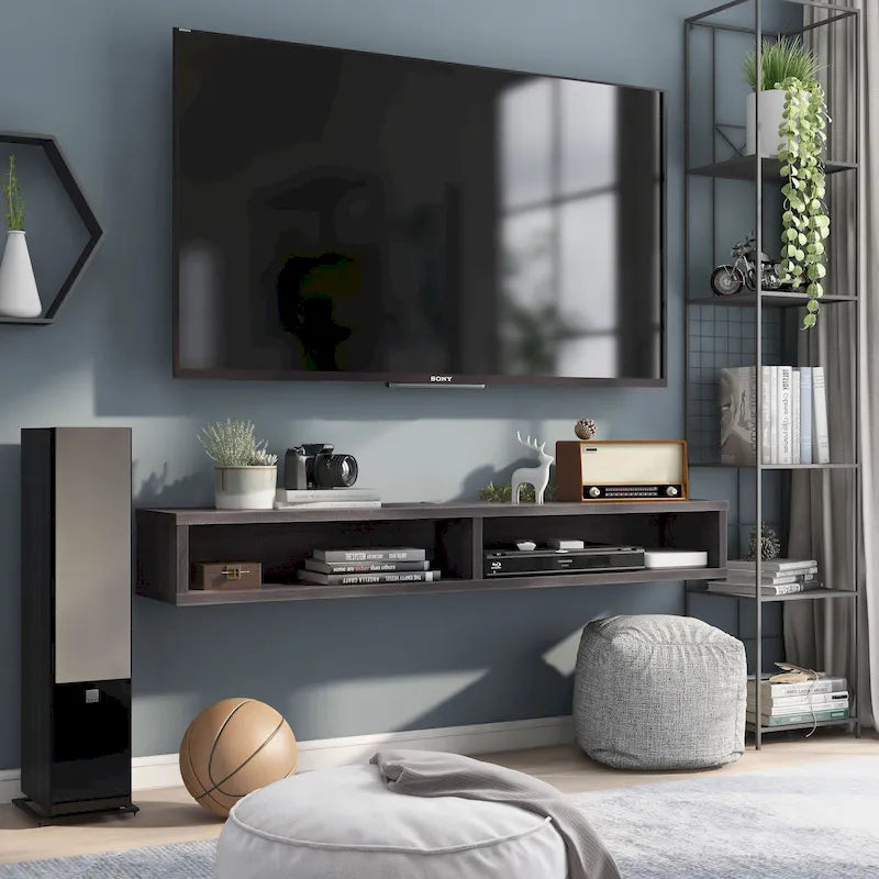 Meuble TV mural à deux niveaux de style moderne de 60 pouces