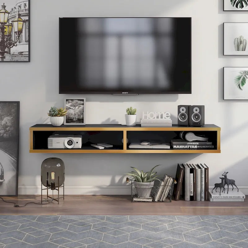 Meuble TV mural à deux niveaux de style moderne de 60 pouces