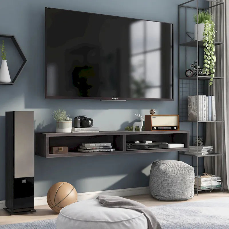 Meuble TV mural à deux niveaux de style moderne de 60 pouces