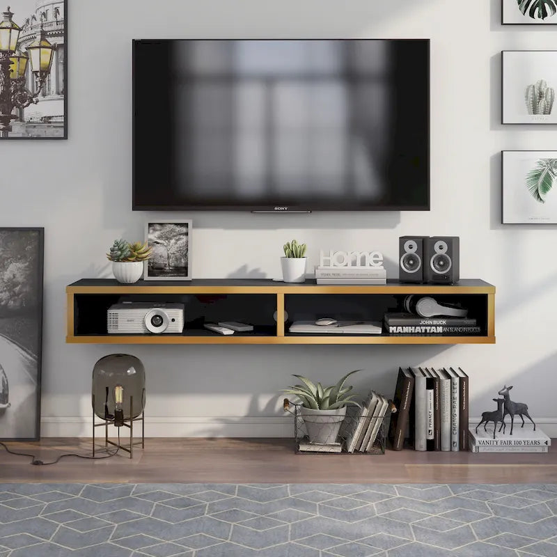 Meuble TV mural à deux niveaux de style moderne de 60 pouces