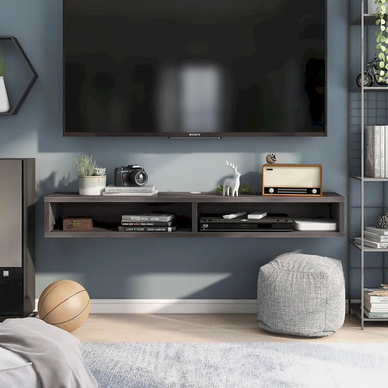 Meuble TV mural à deux niveaux de style moderne de 60 pouces