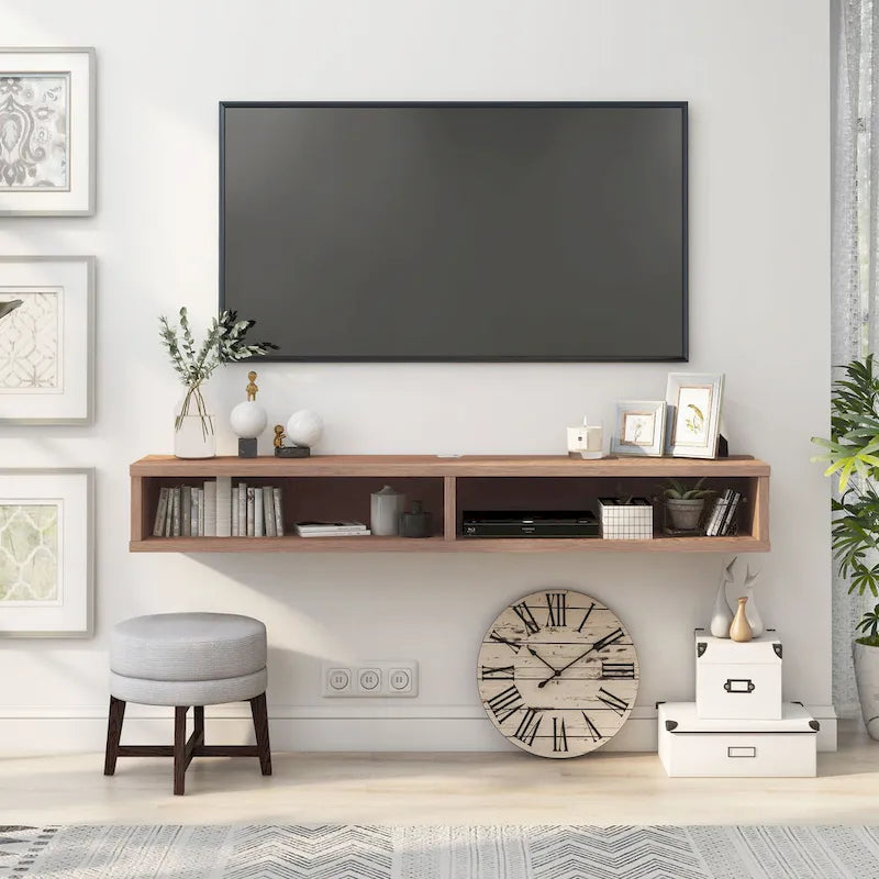 Meuble TV mural à deux niveaux de style moderne de 60 pouces