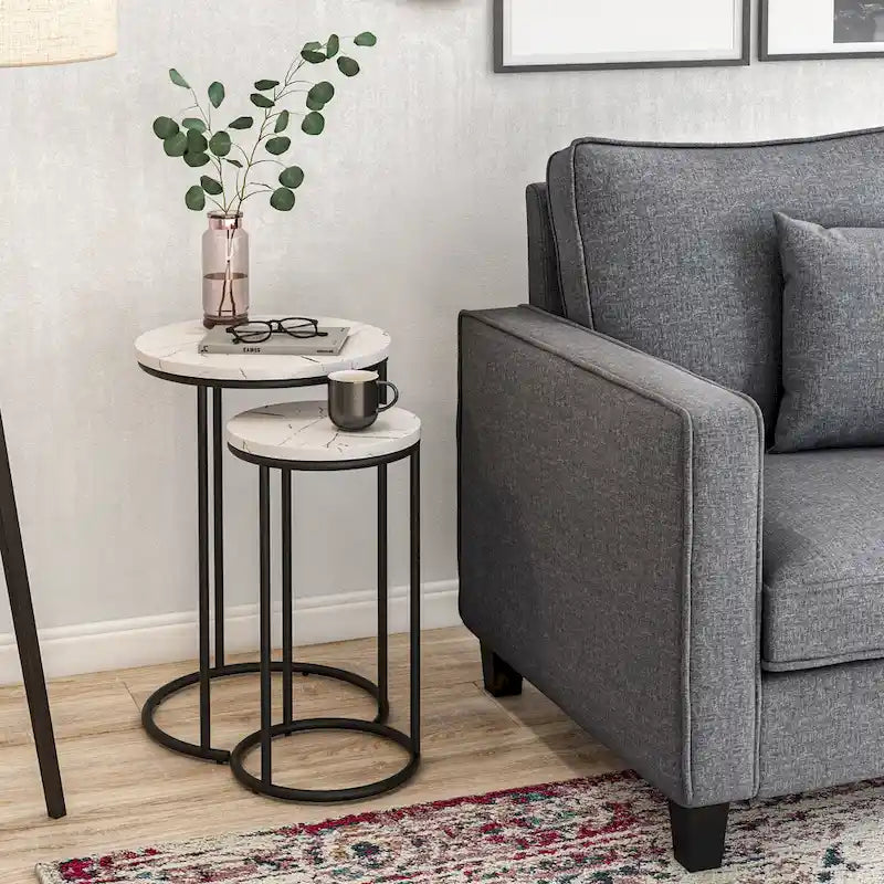 Tables d'appoint gigognes rondes (lot de 2)