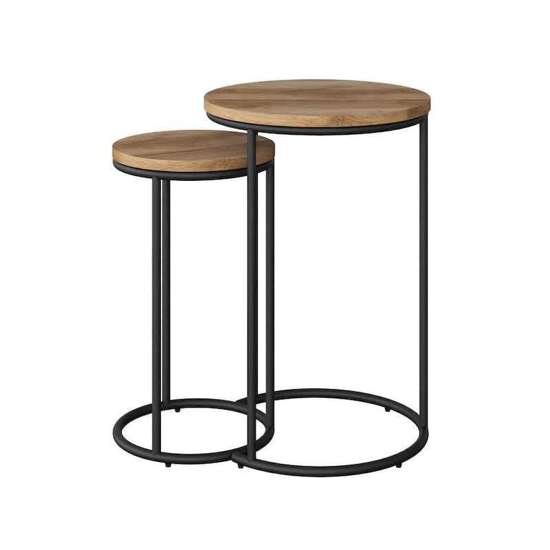 Tables d'appoint gigognes rondes (lot de 2)