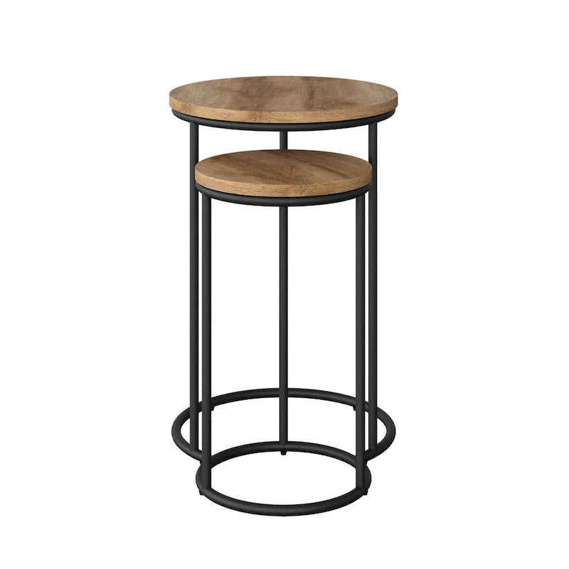 Tables d'appoint gigognes rondes (lot de 2)