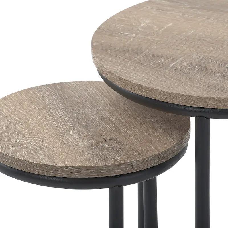 Tables d'appoint gigognes rondes (lot de 2)