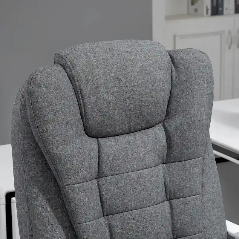 Chaise de bureau de direction à dossier haut : avec repose-pieds, revêtement en lin et accoudoirs rembourrés — Conception ergonomique