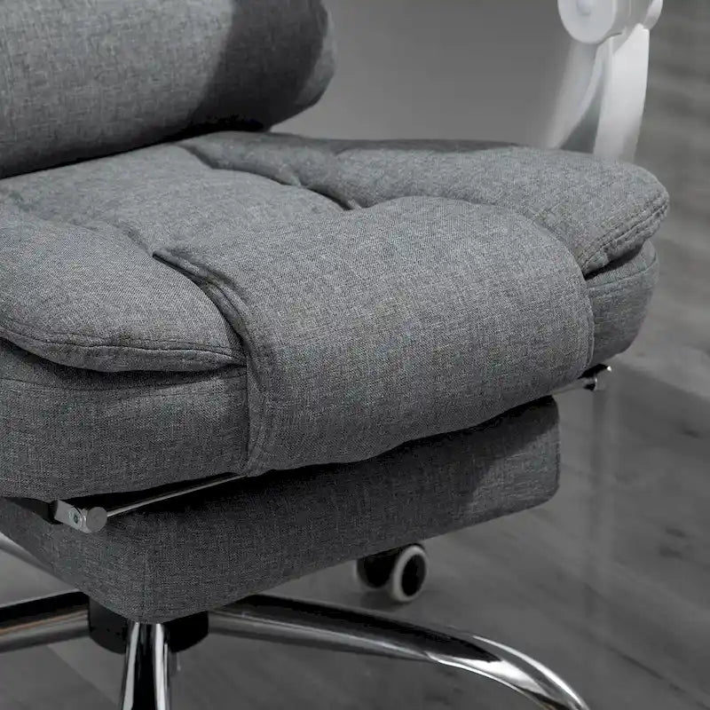 Chaise de bureau de direction à dossier haut : avec repose-pieds, revêtement en lin et accoudoirs rembourrés — Conception ergonomique