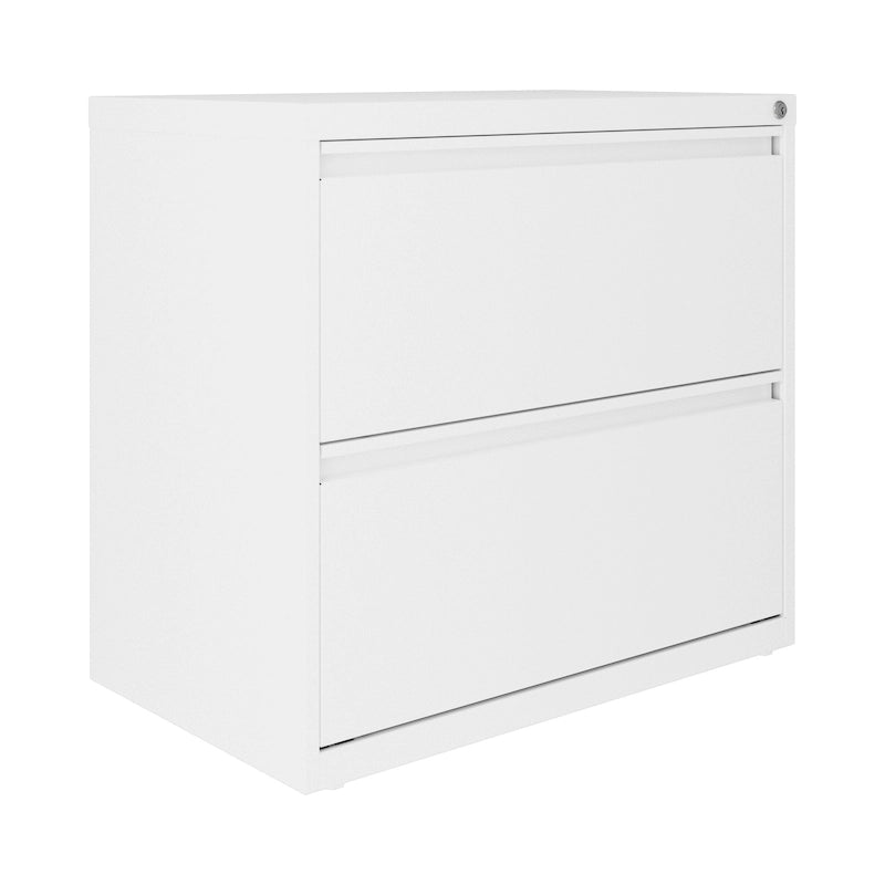 Classeur à deux tiroirs, latéral, 76 cm de large — Blanc
