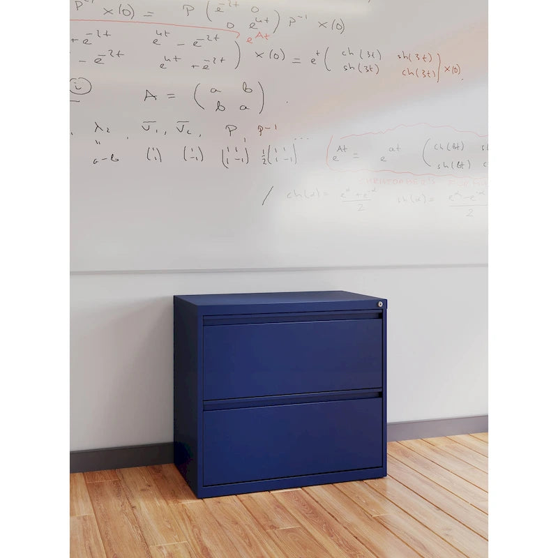 Classeur à deux tiroirs, latéral, 76 cm de large — Blanc