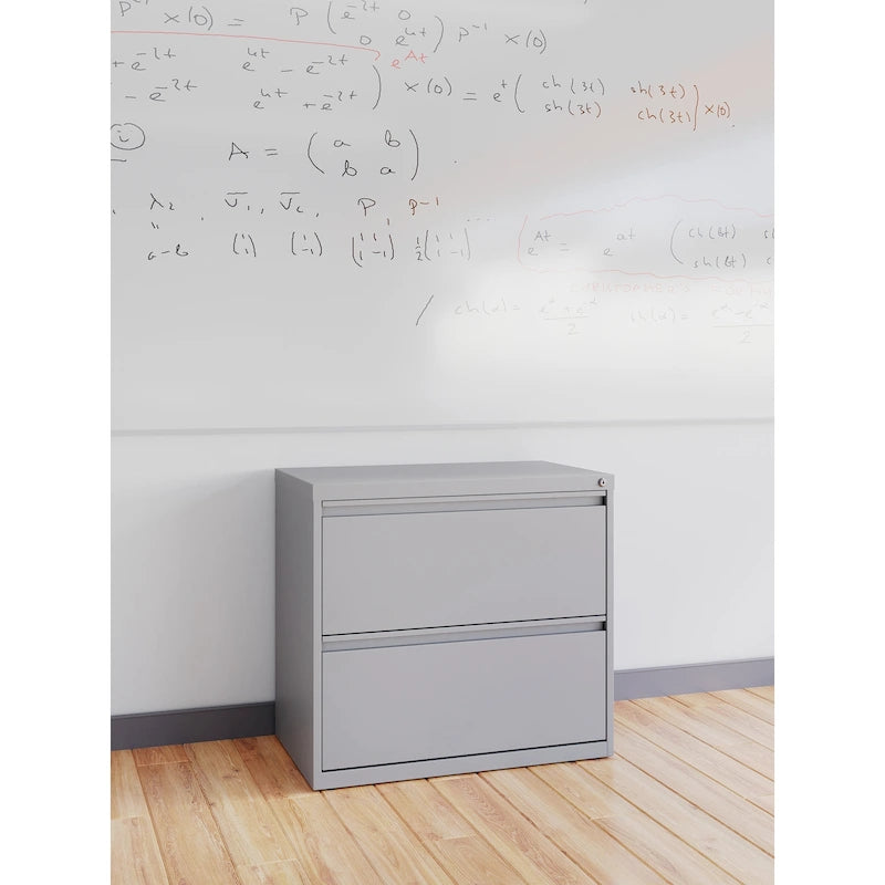Classeur à deux tiroirs, latéral, 76 cm de large — Blanc