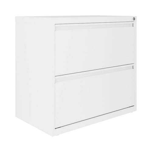 Classeur à deux tiroirs, latéral, 76 cm de large — Blanc