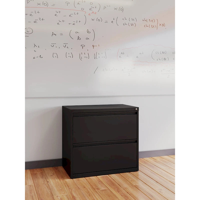 Classeur à deux tiroirs, latéral, 76 cm de large — Blanc