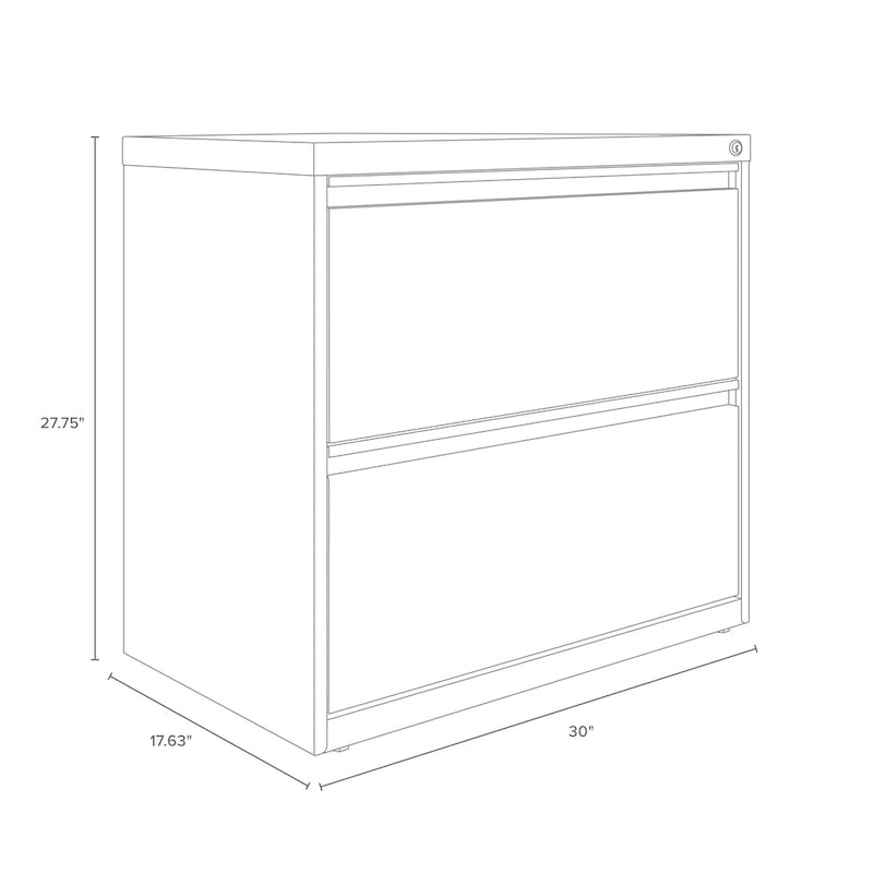 Classeur à deux tiroirs, latéral, 76 cm de large — Blanc