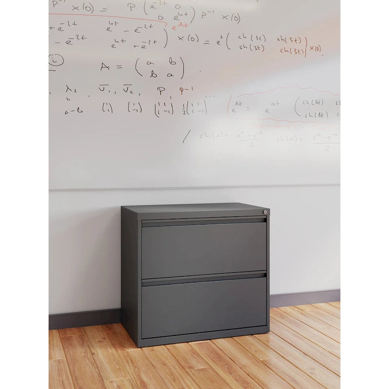 Classeur à deux tiroirs, latéral, 76 cm de large — Blanc