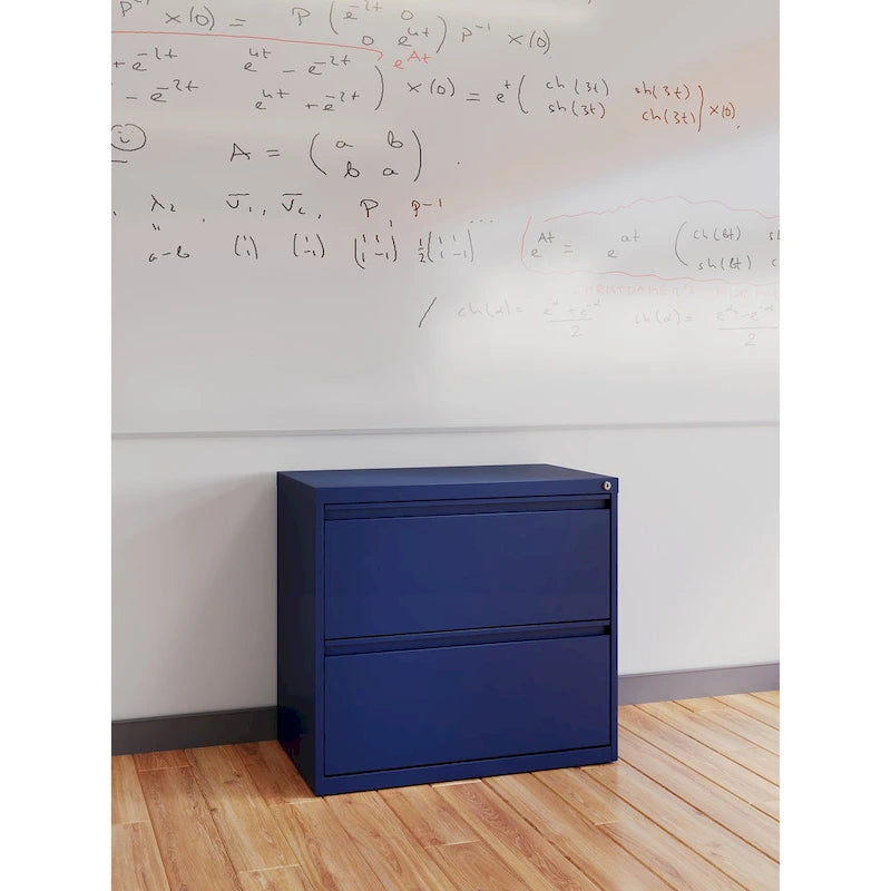 Classeur à deux tiroirs, latéral, 76 cm de large — Blanc