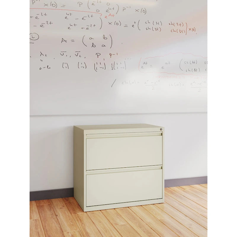 Classeur à deux tiroirs, latéral, 76 cm de large — Blanc