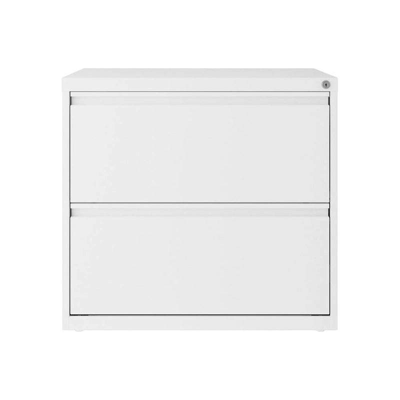 Classeur à deux tiroirs, latéral, 76 cm de large — Blanc