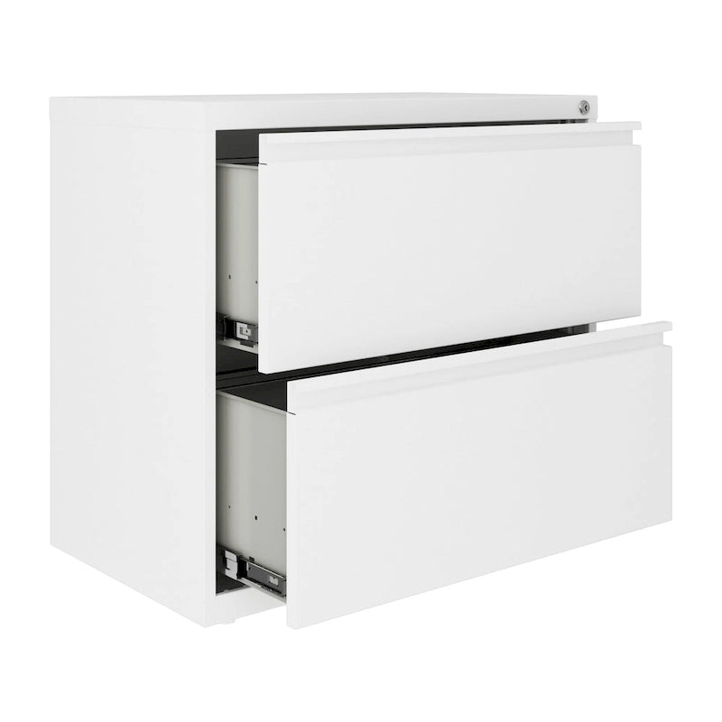 Classeur à deux tiroirs, latéral, 76 cm de large — Blanc