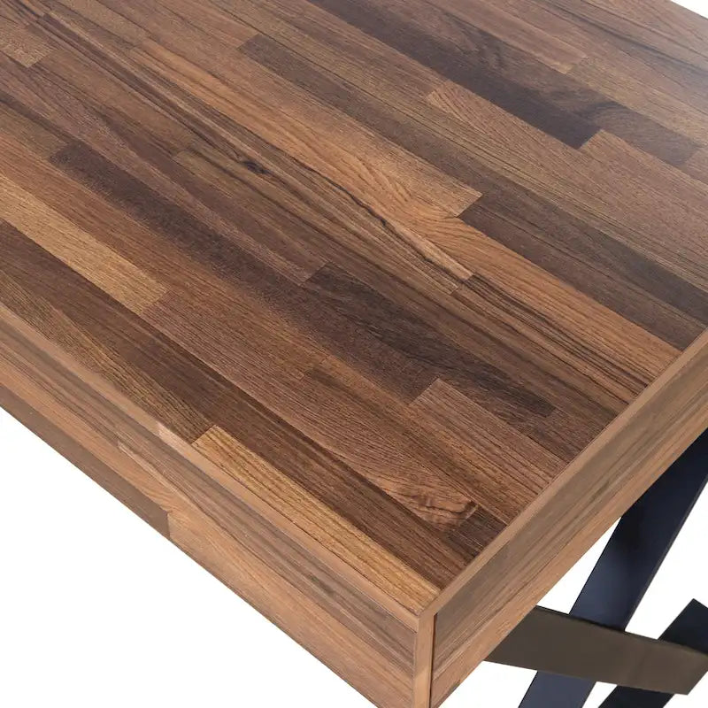 Bureau d'ordinateur industriel en métal noir de 59 po (avec ports USB)