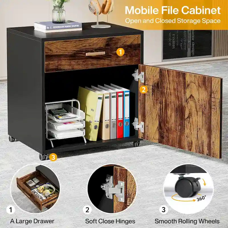 Bureau de direction de 180 cm avec classeur Grand bureau de direction d'angle en L Bureau d'ordinateur