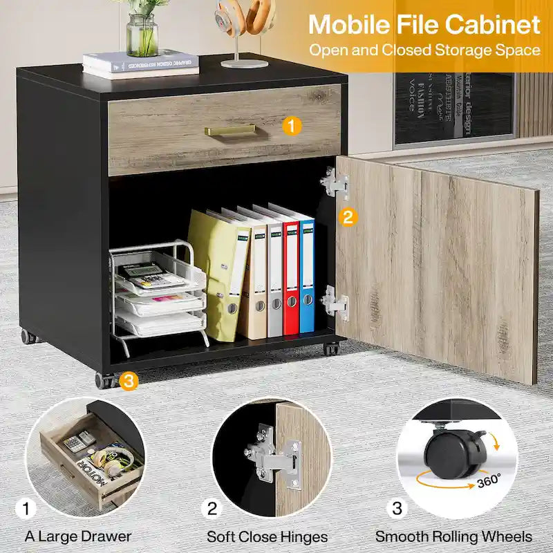 Bureau de direction de 180 cm avec classeur Grand bureau de direction d'angle en L Bureau d'ordinateur