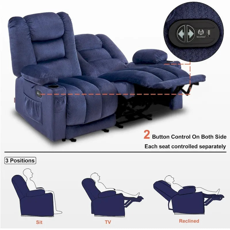Canapé électrique deux places (avec fonctions de chauffage et de massage)