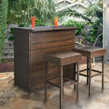 Ensemble de bar extérieur 3 pièces en rotin synthétique avec table et tabourets