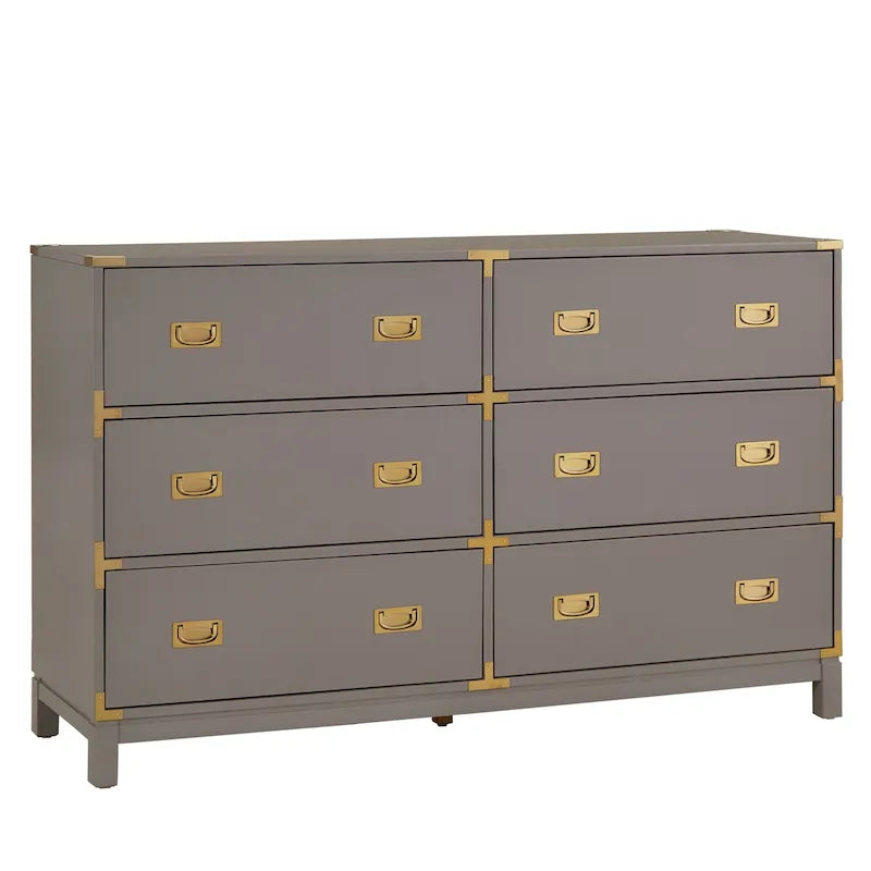 Commode 6 tiroirs avec détails dorés
