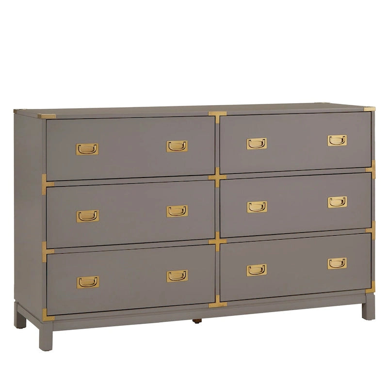 Commode 6 tiroirs avec détails dorés